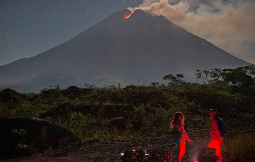 Borobudur Afternoon and Merapi Night Lava Flow