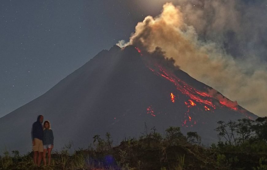 Borobudur Afternoon and Merapi Night Lava Flow