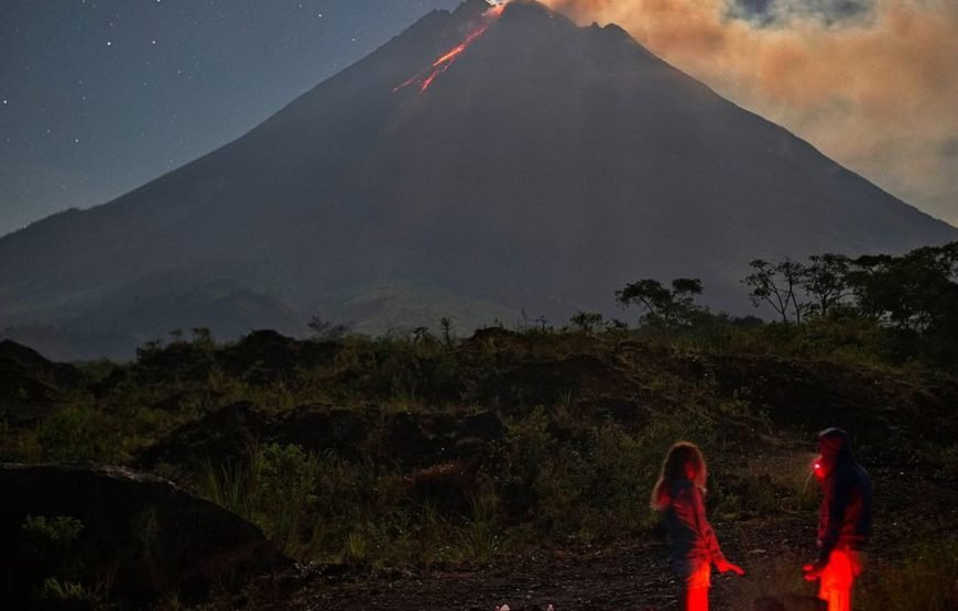 Borobudur Afternoon and Merapi Night Lava Flow